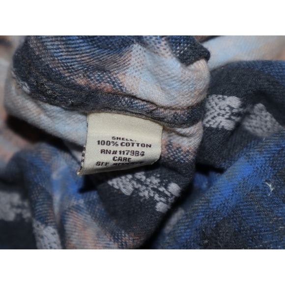 Franklin Flannels Shirt Size XL Men Faded Blue Plaid Bleach LS Lived In Upcycled - Picture 6 of 6
